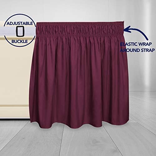 PureFit Wrap Around Ruffled Bed Skirt, Wine, Twin/Full - 22" Drop - Image 4