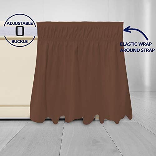 PureFit Wrap Around Ruffled Bed Skirt, Brown, Queen/King - 18" Drop - Image 4