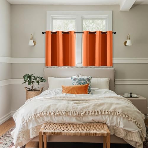 MIULEE Fall Blackout Curtains for Bedroom 2 Panels 40 x 36 Inch Long Orange - Image 6