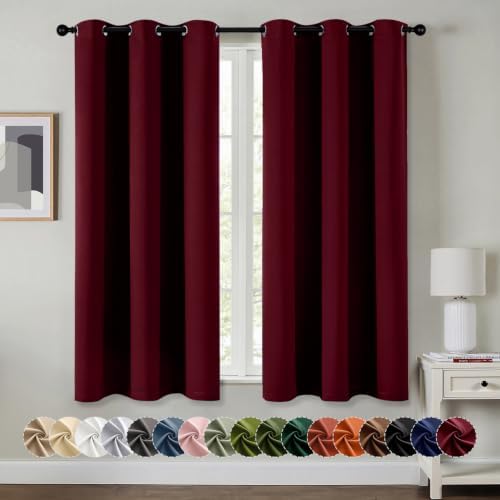 MIULEE Christmas Blackout Curtains for Bedroom 2 Panels 40"x63" Burgundy by MIULEE
