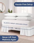 CGK Wrap Around Dust Ruffle Bed Skirt - Queen Size, 16" Inch, White - Image 2