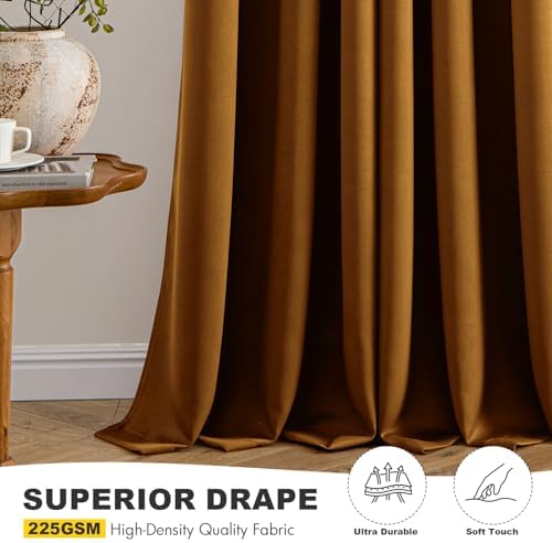MIULEE Blackout Curtains for Bedroom 2 Panels 40 x 72 Inch Long Gold Brown - Image 5