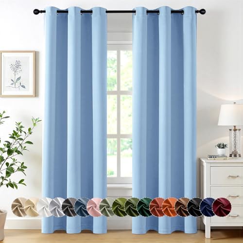 MIULEE Blackout Curtains for Bedroom 2 Panels 40 x 84 Inch Long Sky Blue by MIULEE