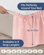 CGK Wrap Around Dust Ruffle Bed Skirt - Full Size, 15" Inch, Baby Pink - Image 4