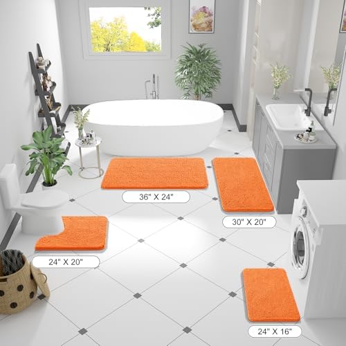 OLANLY Bathroom Runner Rugs 47x24, Extra Soft Absorbent Chenille Bath Rugs - Image 2