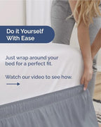 CGK Wrap Around Dust Ruffle Bed Skirt - Full Size, 12" Inch, Steel Blue - Image 3