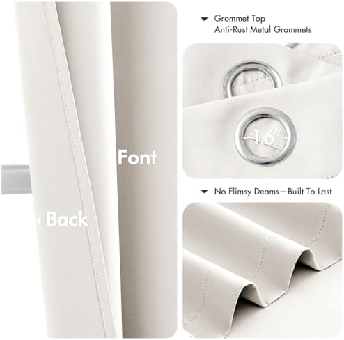 MIULEE Blackout Curtains for Bedroom 2 Panels 40 x 54 Inch Long Ivory - Image 4