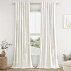 Guken 100% Blackout Linen Curtains 94 Inch Long for Bedroom 2 Panels Ivory by Guken