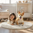 Ophanie Round Rug 4Ft Ivory Circle Area Rugs, Fluffy Fuzzy Small Bedroom Carpet 4 foot, Plush Shag Floor Cream Living Room Christmas Circular Aesthetic Decor for Kids Teen Boys Baby, Nursery,Classroom - Image 3