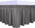 PureFit Wrap Around Ruffled Bed Skirt, Dark Gray, Queen/King - 18" Drop by PureFit
