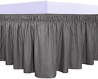 PureFit Wrap Around Ruffled Bed Skirt, Dark Gray, Queen/King - 22" Drop by PureFit