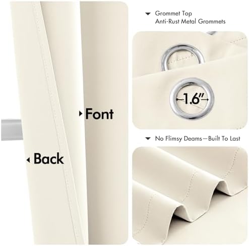 MIULEE Blackout Curtains for Bedroom 2 Panels 40 x 84 Inch Long Beige White - Image 4