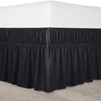 Wrap Around King Bed Skirt, Easy Fit Elastic Belt, 16 Inch Drop, Black - Image 4