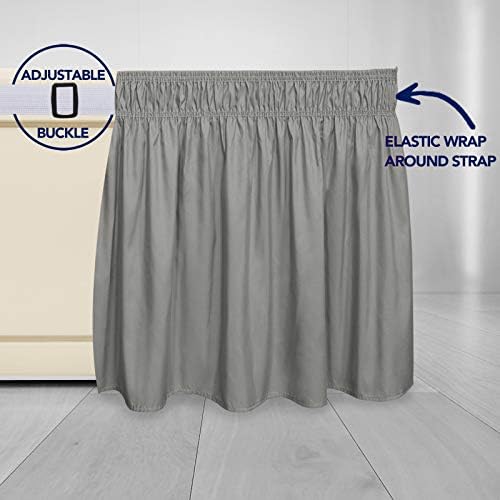 PureFit Wrap Around Ruffled Bed Skirt, Gray, Twin/Full - 14" Drop - Image 4