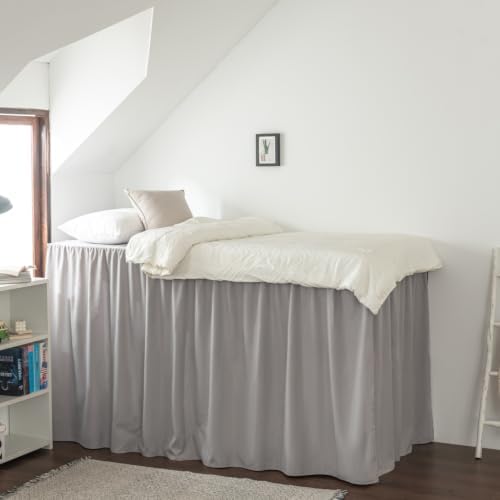 Dorm Room Bed Skirt Twin XL, College Dorm Essentials - Light Grey, 42 Inch - Image 3