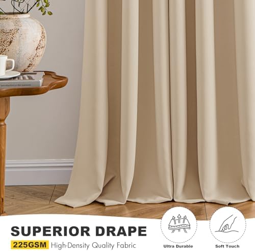 MIULEE Blackout Curtains for Bedroom 2 Panel 40x84 Inch Long Biscotti Beige - Image 5