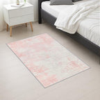 2x3 Washable Entryway Rug: Modern Abstract Soft Carpet Pink White - Image 5
