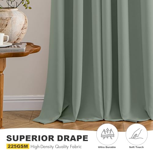 MIULEE Blackout Curtains for Bedroom 2 Panels 40 x 45 Inch Long Light Green - Image 5