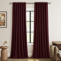 Guken Extra Long 100% Blackout Burgundy Linen Curtains 108 Inches by Guken