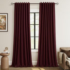 Guken Extra Long 100% Blackout Burgundy Linen Curtains 108 Inches by Guken
