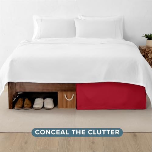 Bare Home Bed Skirt 15-Inch Drop 1800 Ultra-Soft (Full, Red) - Image 4