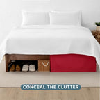 Bare Home Queen Bed Skirt - 15-Inch Tailored Drop Easy Fit - Bed Skirt for Queen Beds - Center & Corner Pleats (Queen, Red) - Image 4