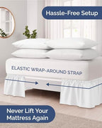 CGK Wrap Around Dust Ruffle Bed Skirt - Queen Size, 18" Inch, White - Image 2