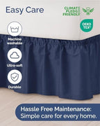 CGK Wrap Around Dust Ruffle Bed Skirt - Full Size, 14" Inch, Navy Blue - Image 6