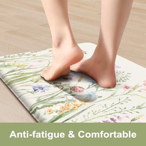 KIMODE Anti Fatigue Kitchen Mat,Boho Floral Kitchen Floor Mats Non Slip - Image 3