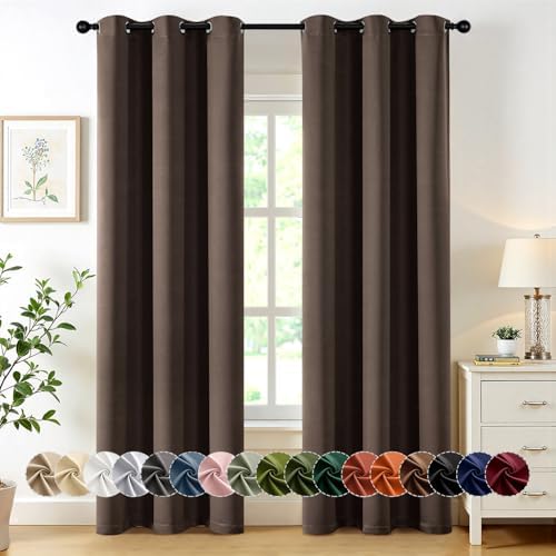 MIULEE Blackout Curtains for Bedroom 2 Panels 40"x72" Long Chocolate Brown by MIULEE