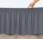 Wrap Around Full Size Bed Skirt Split Corners 15" Drop-Elastic Dust Ruffle - Image 3