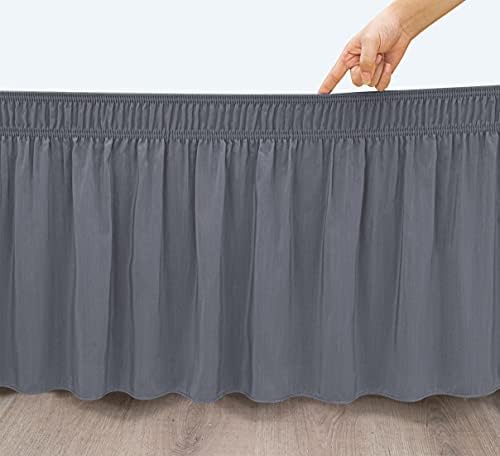 Wrap Around Full Size Bed Skirt Split Corners 15" Drop-Elastic Dust Ruffle - Image 3