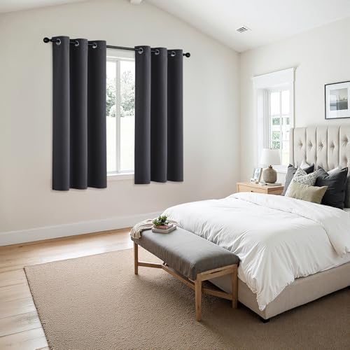 MIULEE Blackout Curtains for Bedroom 2 Panels 40 x 54 Inch Long Dark Grey - Image 6