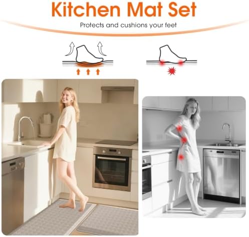 TranquilRelax 4/5 Inch Cushioned Anti Fatigue Kitchen Mats for Floor, Taupe - Image 5