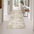 3x8 Washable Runner Rug：Modern Abstract Soft Carpet Beige Brown by FXRHLP