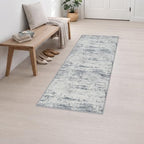 2x6 Washable Runner Rug：Modern Abstract Soft Carpet Blue Grey - Image 3