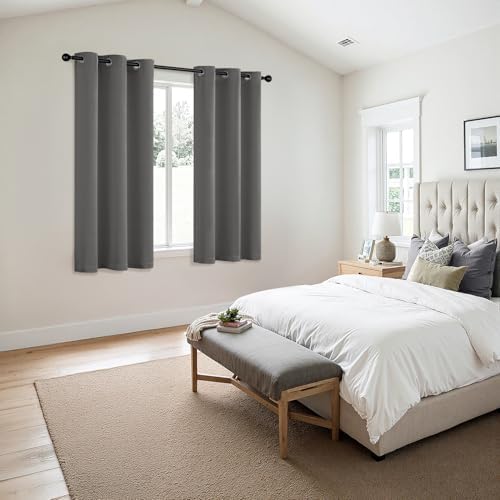 MIULEE Blackout Curtains for Bedroom 2 Panels 40 x 45 Inch Long Gray - Image 6