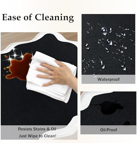 Arenarug Scalloped Kitchen Mats for Floor, Black White Kitchen Rug Set of 2 - Image 6