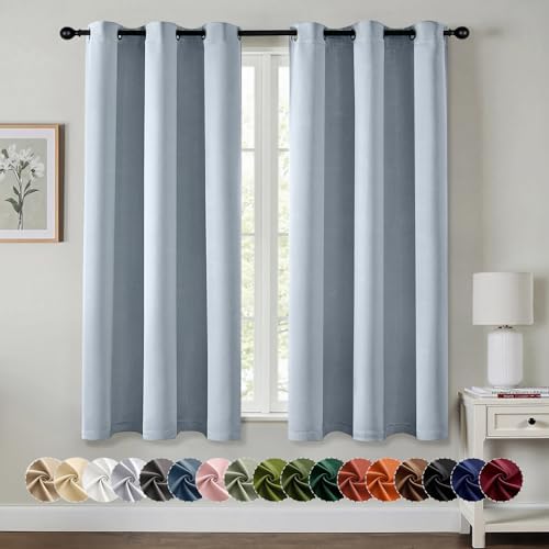 MIULEE Blackout Curtains for Bedroom 2 Panels 40 x 63 Inch Long Light Blue by MIULEE