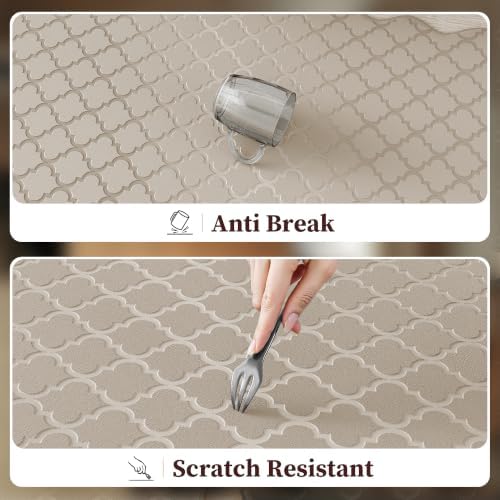 Arenarug Upgrade Scalloped Kitchen Mats for Floor 2PC, Khaki Kitchen Rugs - Image 5