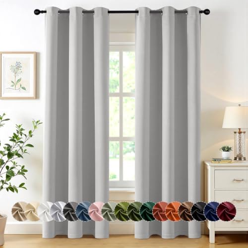 MIULEE Blackout Curtains for Bedroom 2 Panels 40 x 72 Inch Long Silver by MIULEE