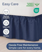 CGK Wrap Around Dust Ruffle Bed Skirt - Queen Size, 21" Inch, Navy Blue - Image 6