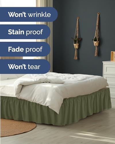 CGK Wrap Around Dust Ruffle Bed Skirt - Full Size, 18" Inch, Sage Green - Image 5
