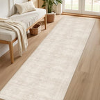 2x10 Hallway Washable Runner Rug: Neutral Kitchen Carpet Beige - Image 2