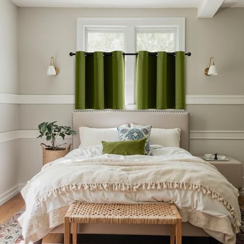 MIULEE Blackout Curtains for Bedroom 2 Panel 40"x36" Long Light Olive Green - Image 6
