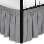 Wrap Around Full Size Bed Skirt Split Corners 17" Drop-Elastic Dust Ruffle by Biscaynebay