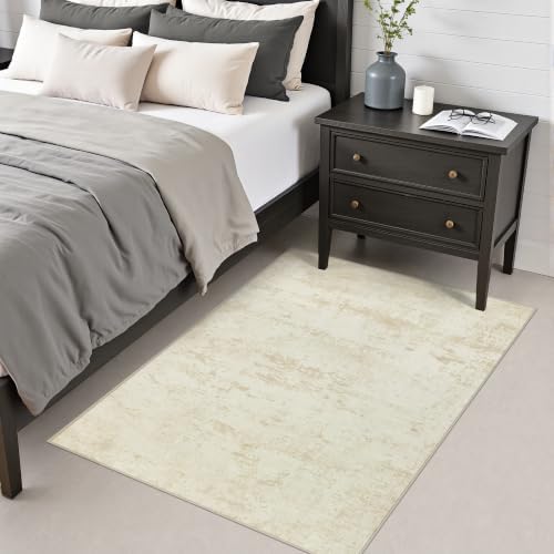 Area Rug Living Room: 3x5 Modern Washable Indoor Soft Carpet Beige - Image 4