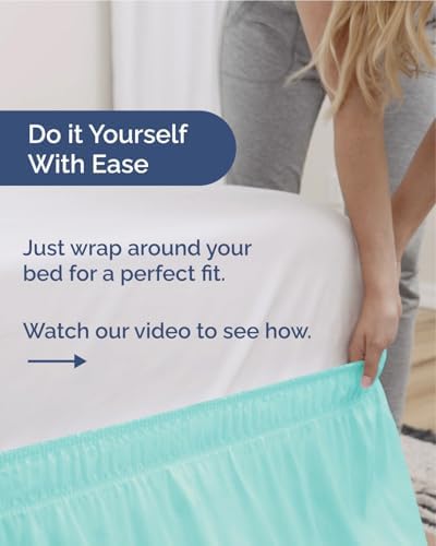 CGK Wrap Around Dust Ruffle Bed Skirt - Full Size, 18" Inch, Spa Blue - Image 3