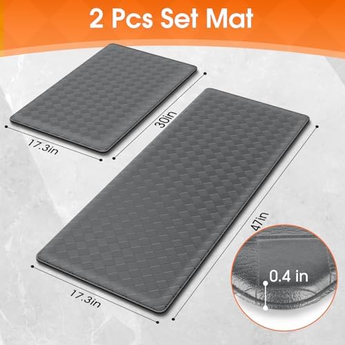 TranquilRelax 2-Piece Kitchen Mats, Cushioned Non-Slip Floor Mats, Grey - Image 2