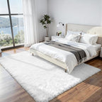 8x10 Fluffy Shag Area Rugs for Living Room Bedroom: Soft Plush Carpet White - Image 2